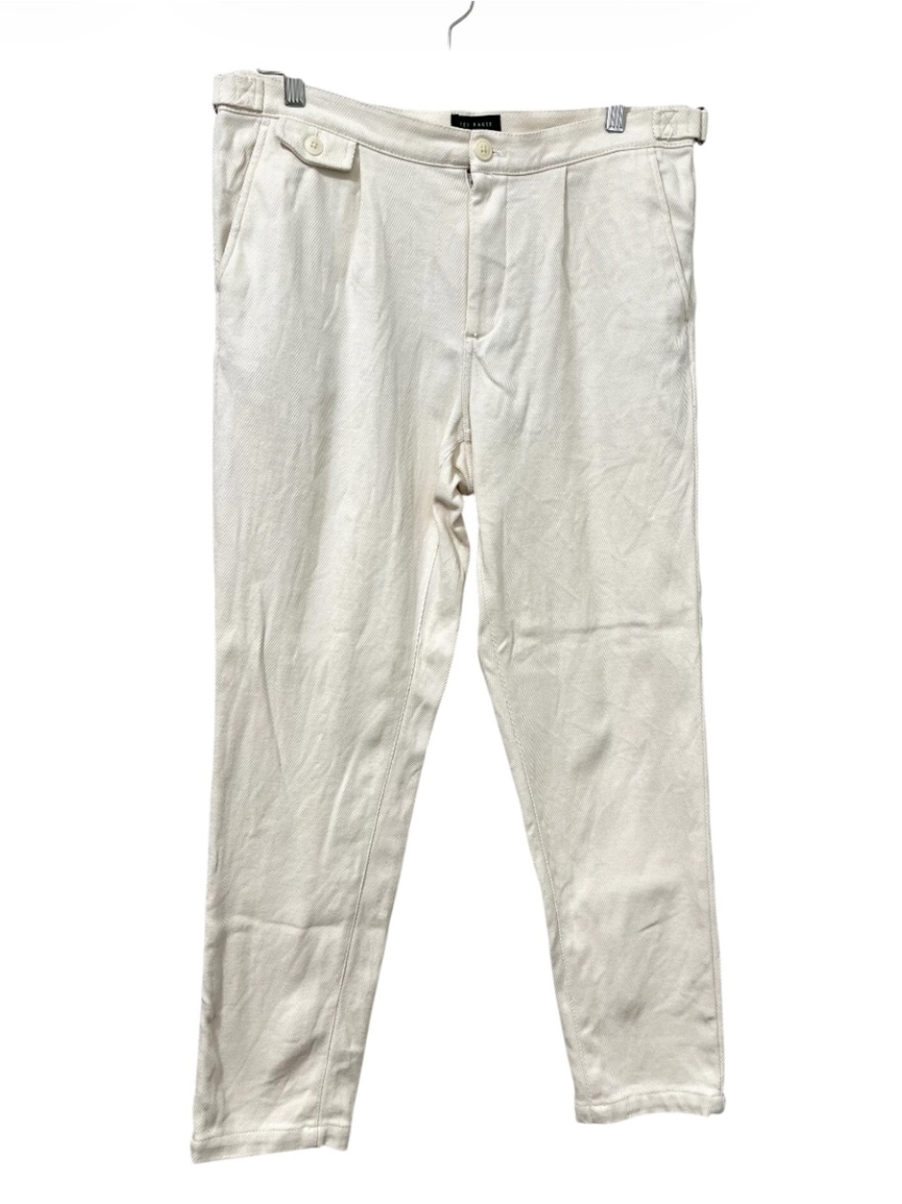 Ted Baker London Cream Textured Tapered Leg Pant With Wool